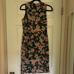 Lulu's Green and Pink Sheath Dress Sleeveless Mock Neck